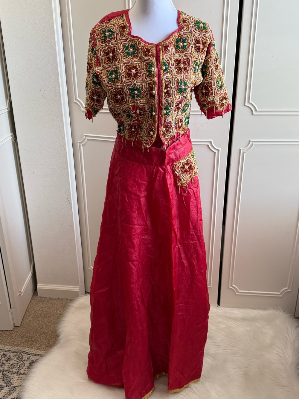 Vintage Two Piece South Asian Traditional Formal Top Jacket & Skirt